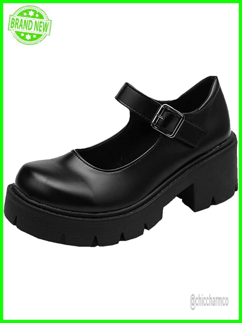 Women's Lolita Gothic Platform Mary Janes Faux Leather Ankle Pumps with Buckle